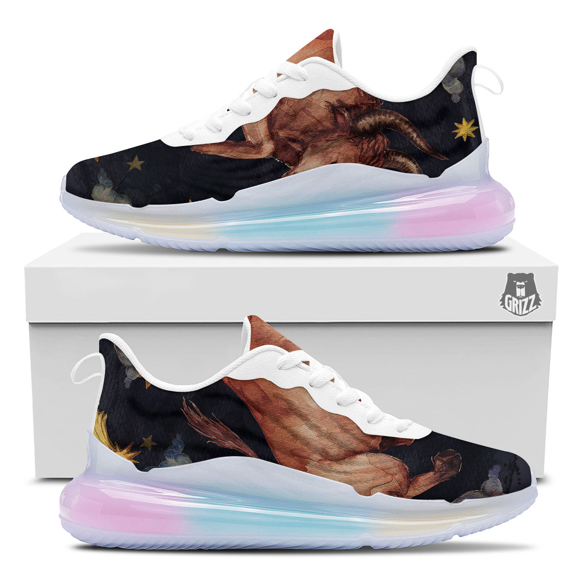 Zodiac Sign Watercolor Taurus Print Running Sneakers-grizzshop