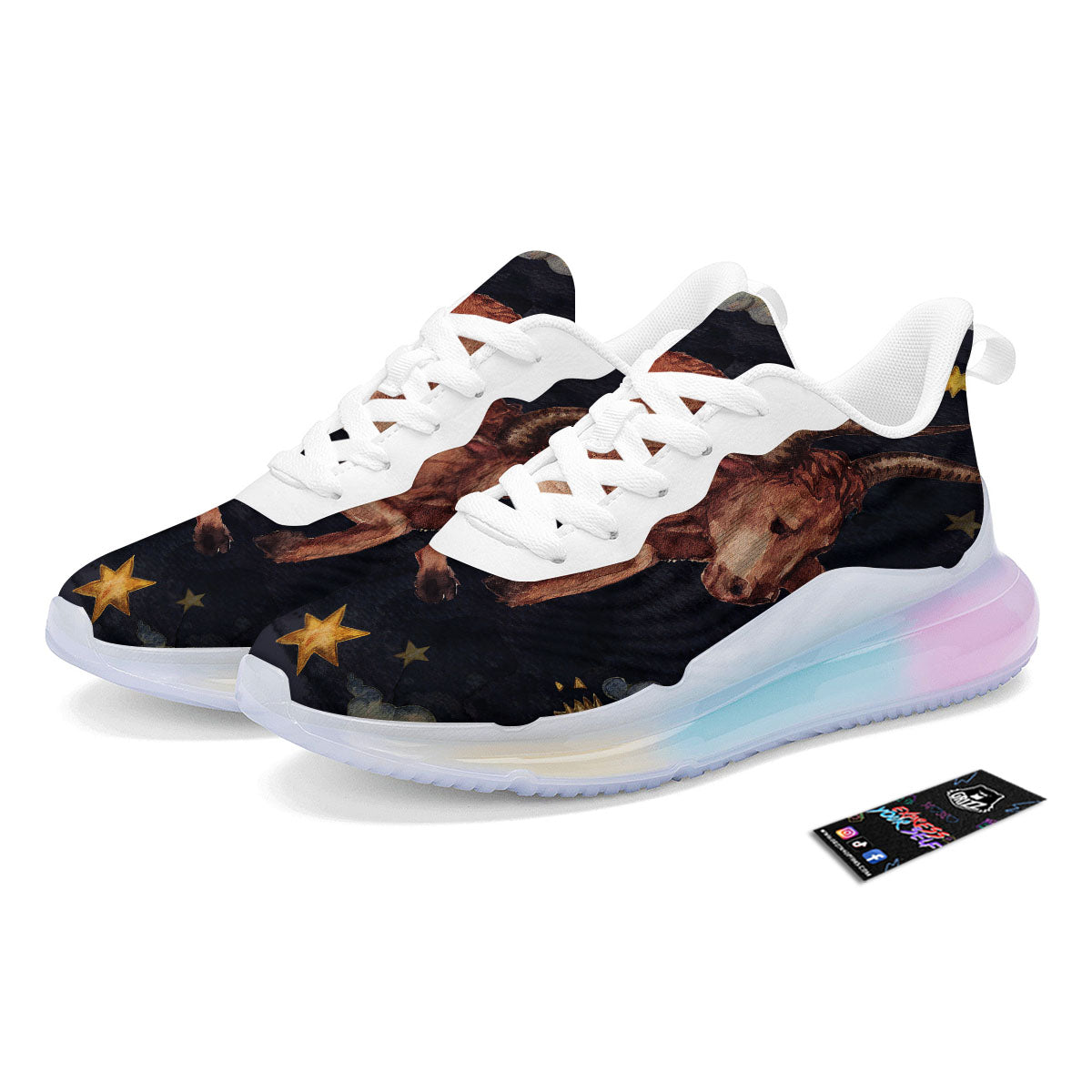 Zodiac Sign Watercolor Taurus Print Running Sneakers-grizzshop