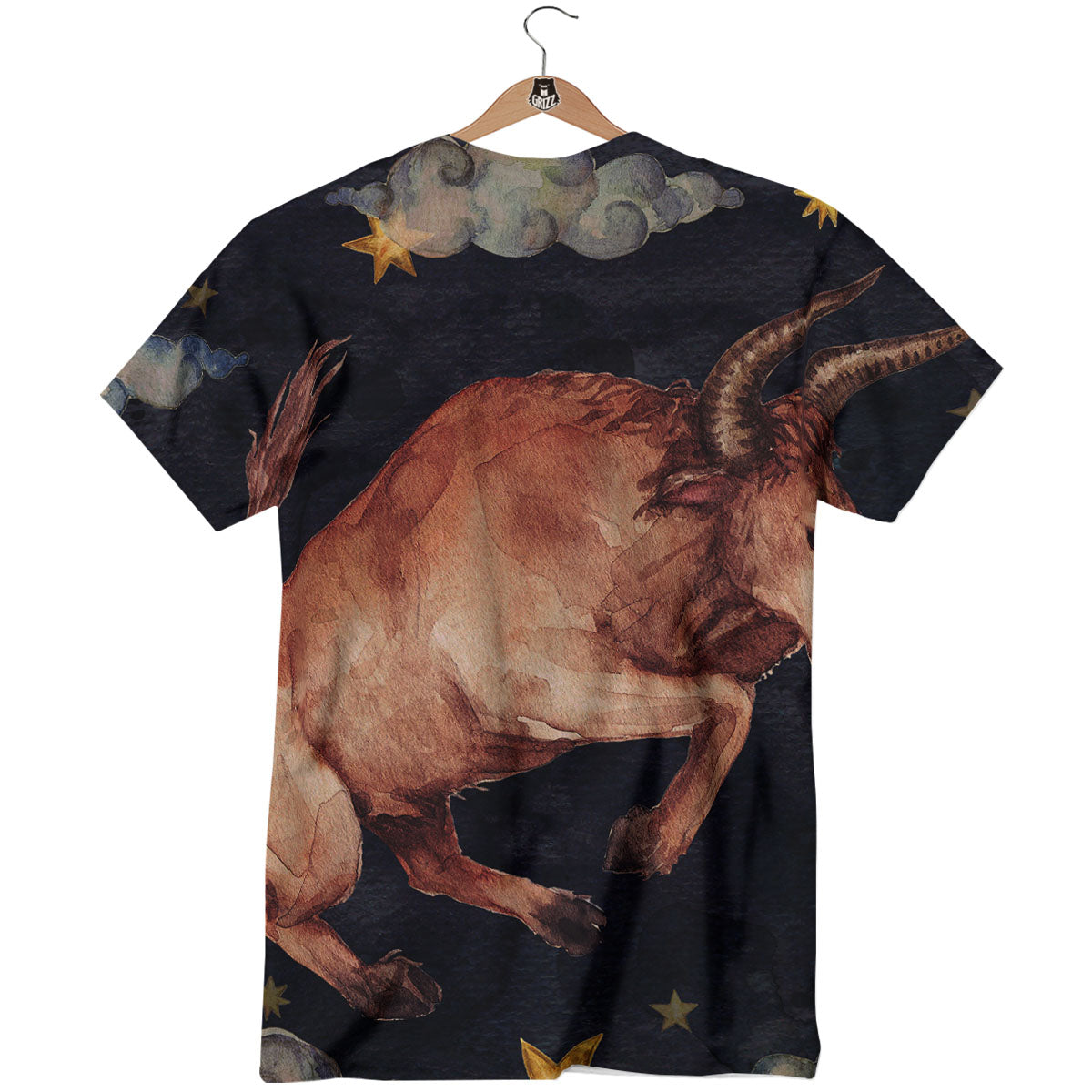 Zodiac Sign Watercolor Taurus Print T-Shirt-grizzshop