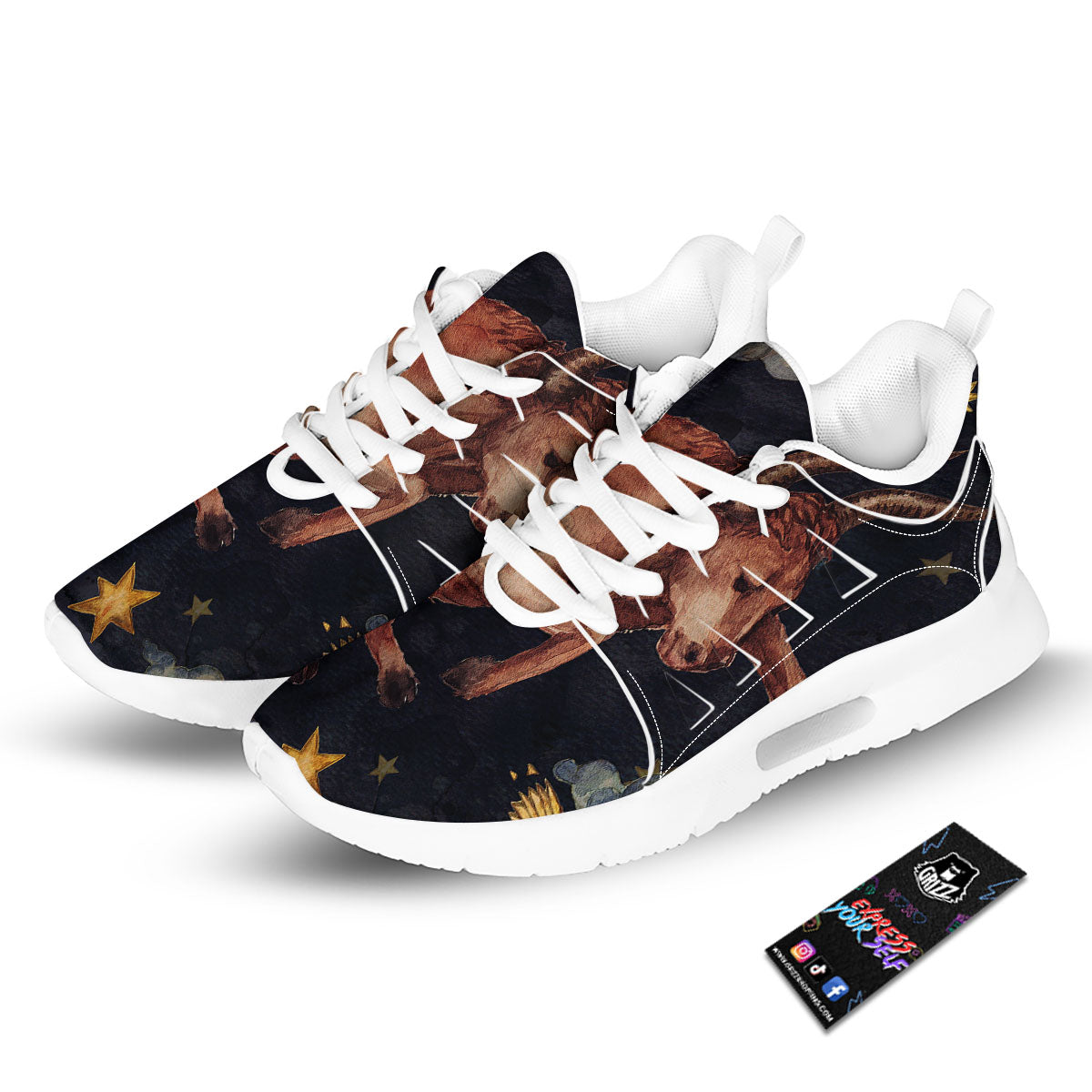 Zodiac Sign Watercolor Taurus Print Tennis Shoes-grizzshop
