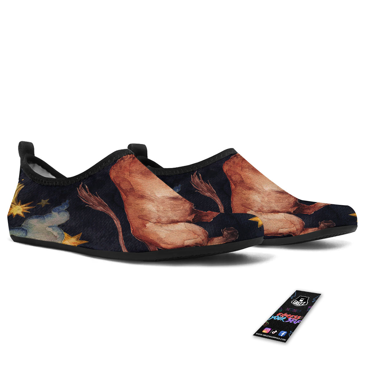Zodiac Sign Watercolor Taurus Print Water Shoes-grizzshop