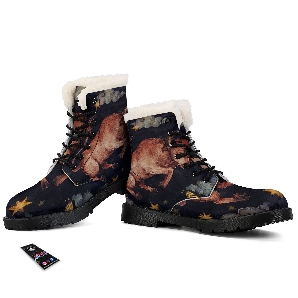 Zodiac Sign Watercolor Taurus Print Winter Boots-grizzshop