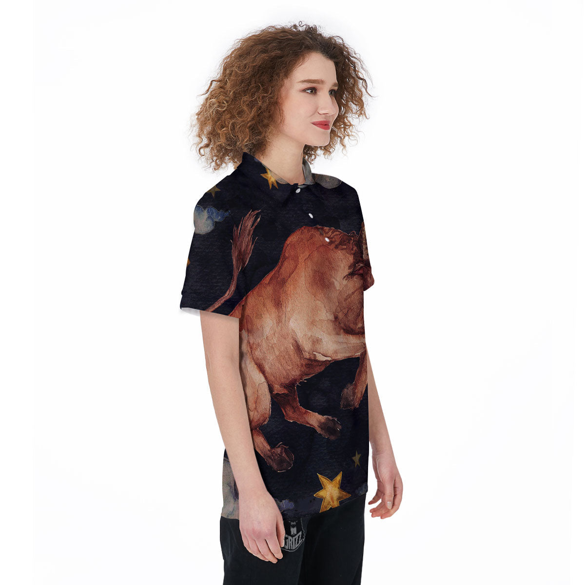 Zodiac Sign Watercolor Taurus Print Women's Golf Shirts-grizzshop