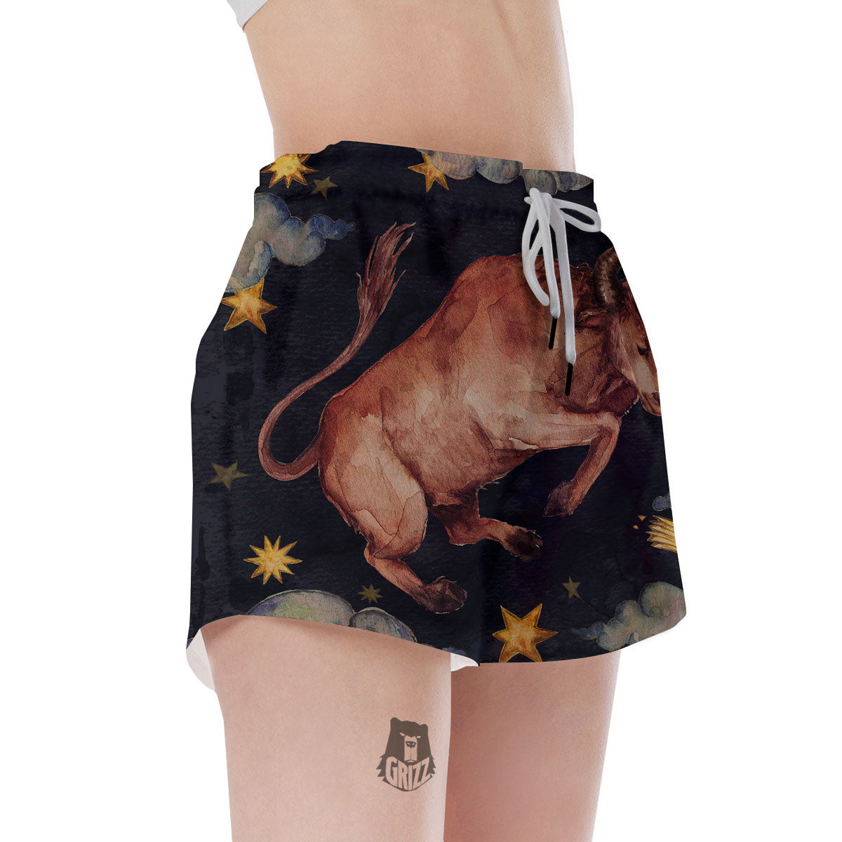 Zodiac Sign Watercolor Taurus Print Women's Shorts-grizzshop