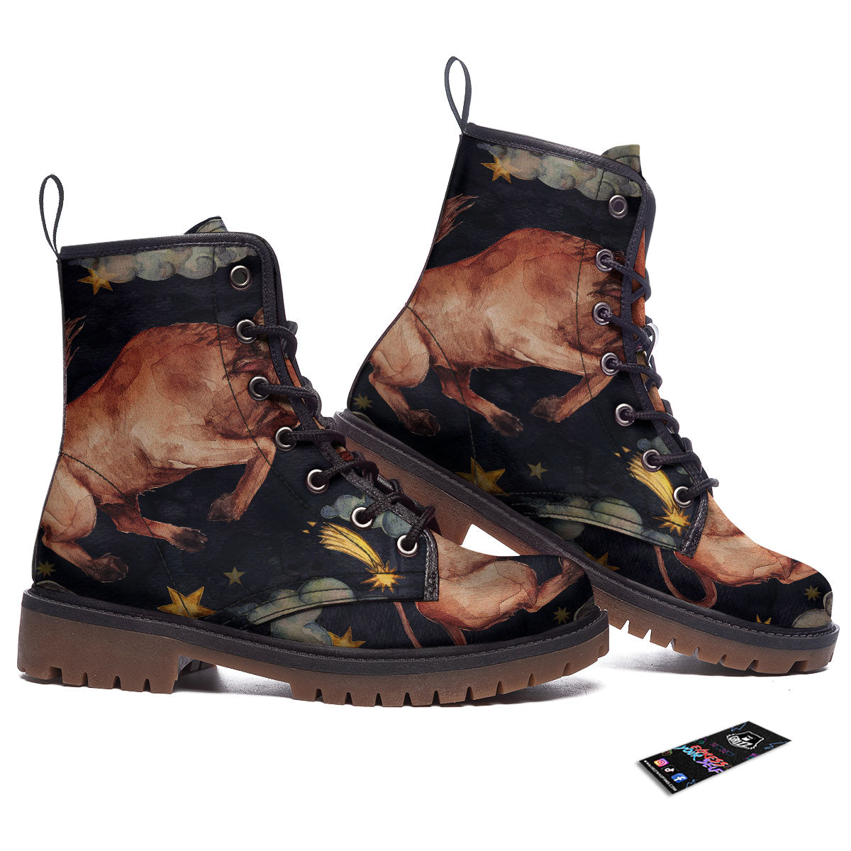 Zodiac Sign Watercolor Taurus Print Work Boots-grizzshop