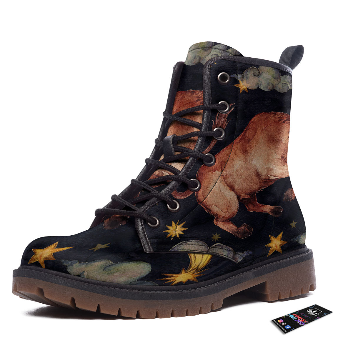 Zodiac Sign Watercolor Taurus Print Work Boots-grizzshop