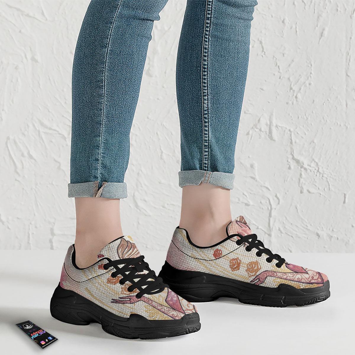 Zodiac Sign Watercolor Virgo Print Black Chunky Shoes-grizzshop