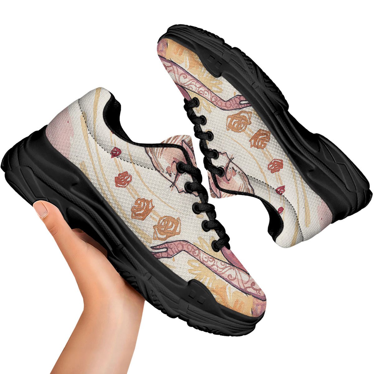 Zodiac Sign Watercolor Virgo Print Black Chunky Shoes-grizzshop