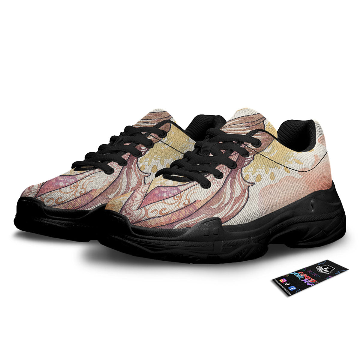 Zodiac Sign Watercolor Virgo Print Black Chunky Shoes-grizzshop