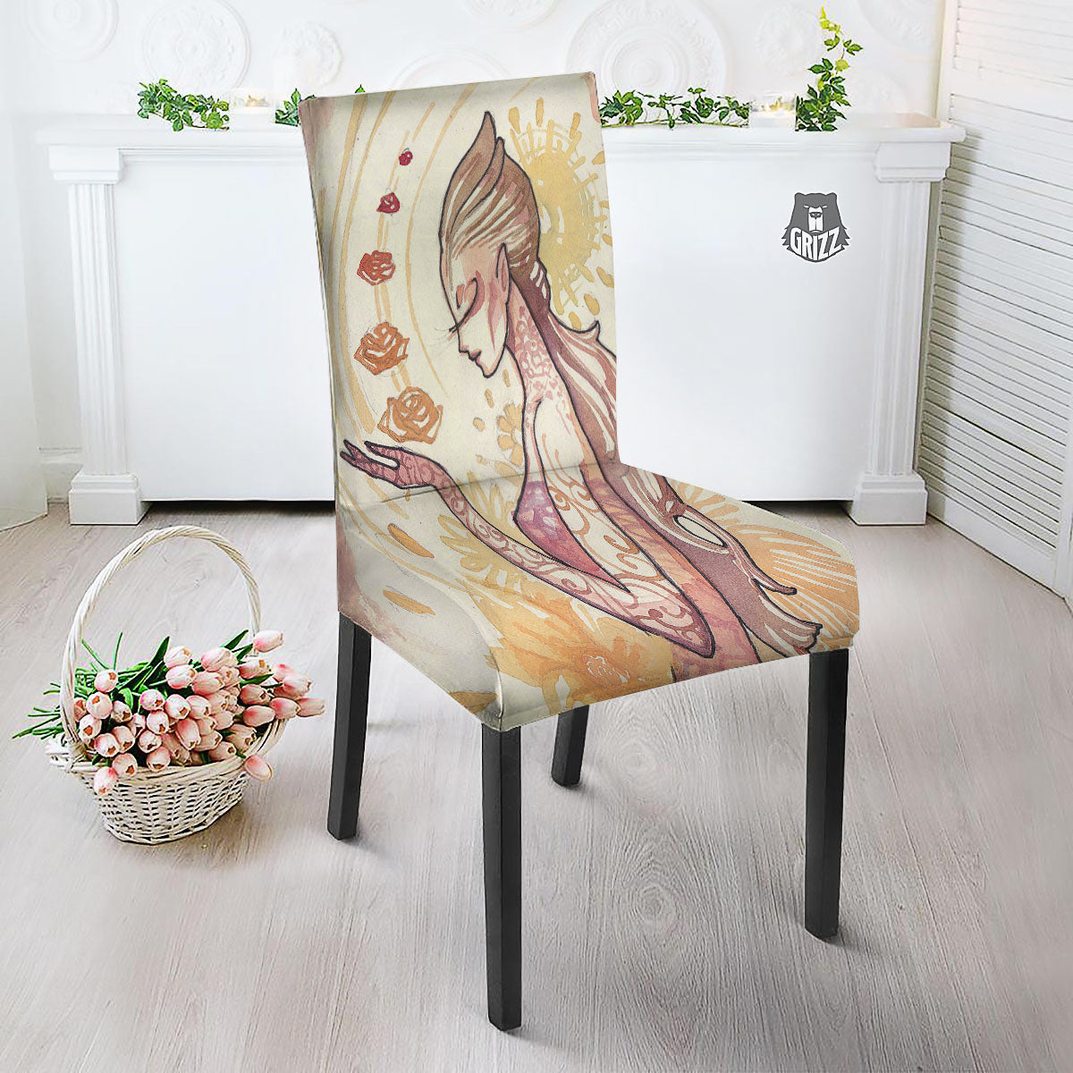 Zodiac Sign Watercolor Virgo Print Dining Chair Slipcover-grizzshop