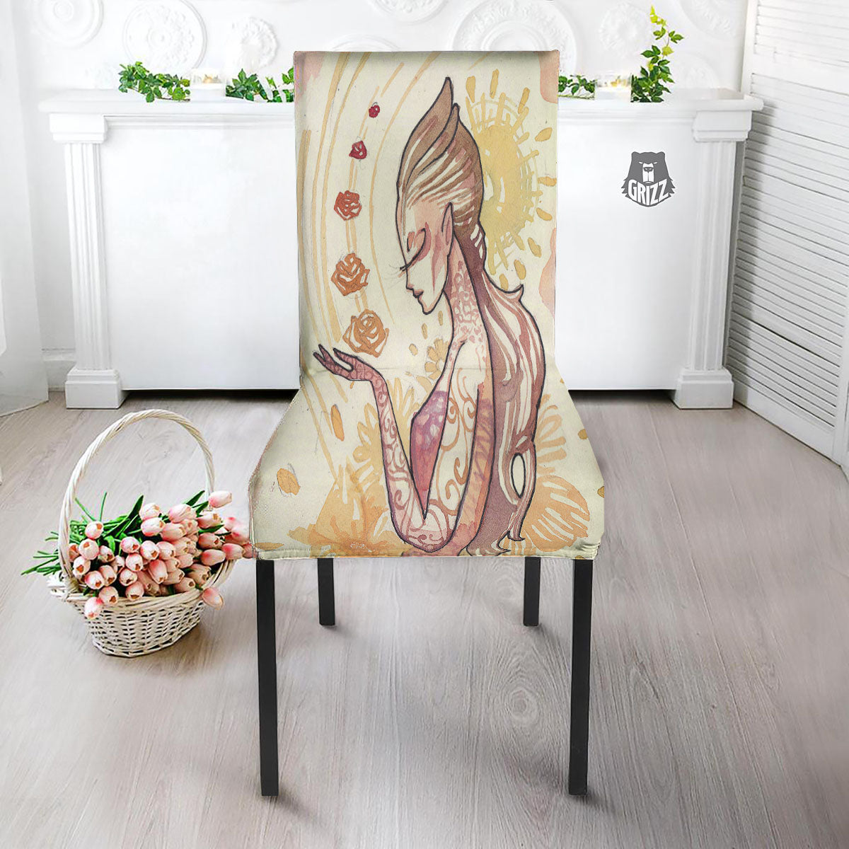 Zodiac Sign Watercolor Virgo Print Dining Chair Slipcover-grizzshop