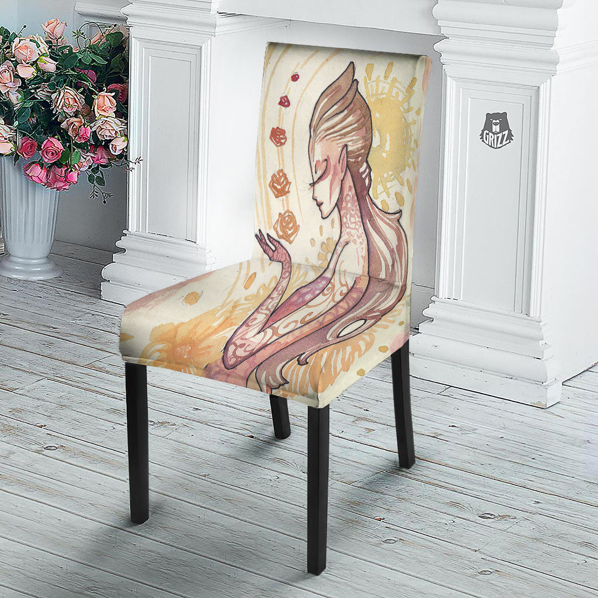 Zodiac Sign Watercolor Virgo Print Dining Chair Slipcover-grizzshop