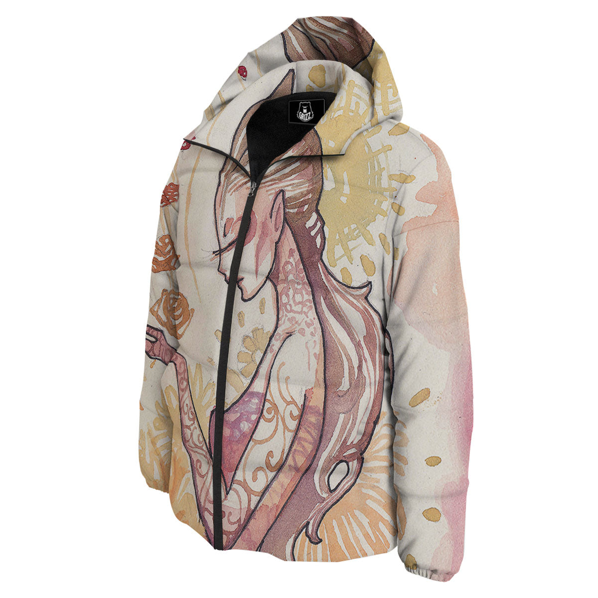 Zodiac Sign Watercolor Virgo Print Down Jacket-grizzshop