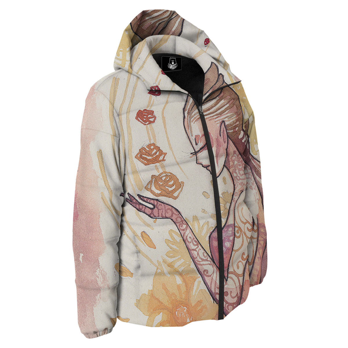 Zodiac Sign Watercolor Virgo Print Down Jacket-grizzshop