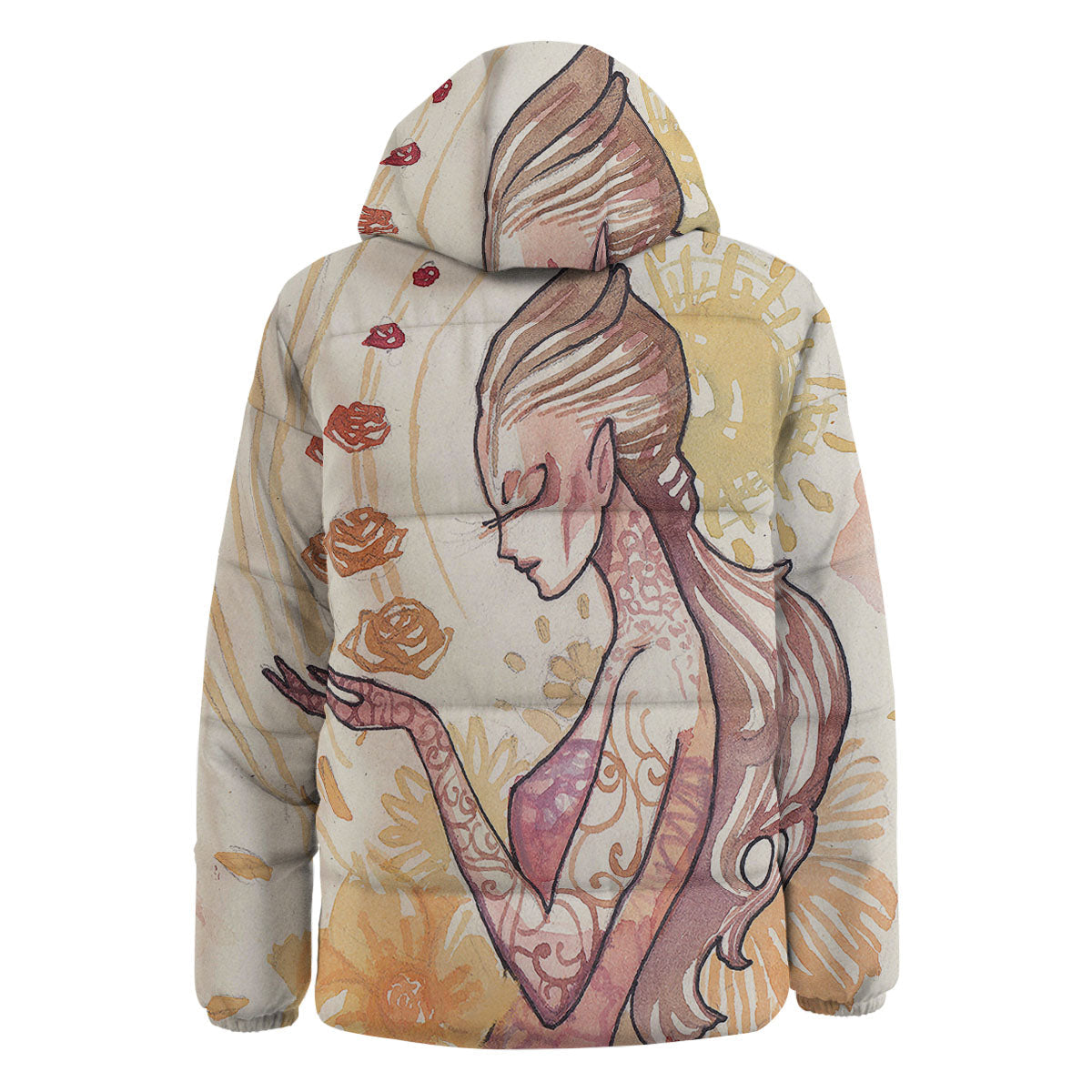 Zodiac Sign Watercolor Virgo Print Down Jacket-grizzshop