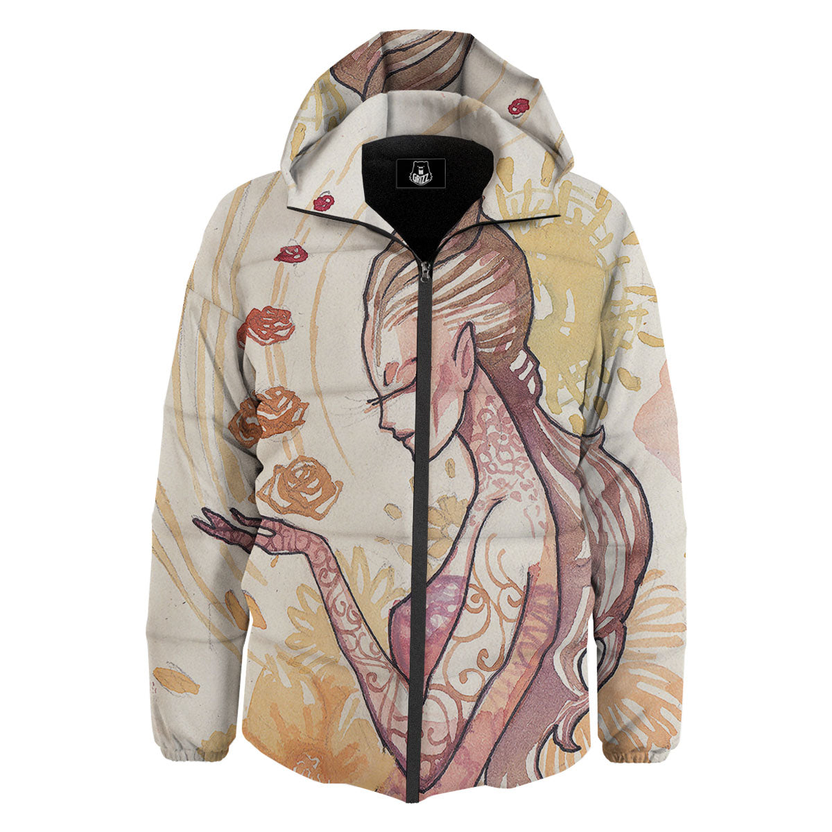 Zodiac Sign Watercolor Virgo Print Down Jacket-grizzshop