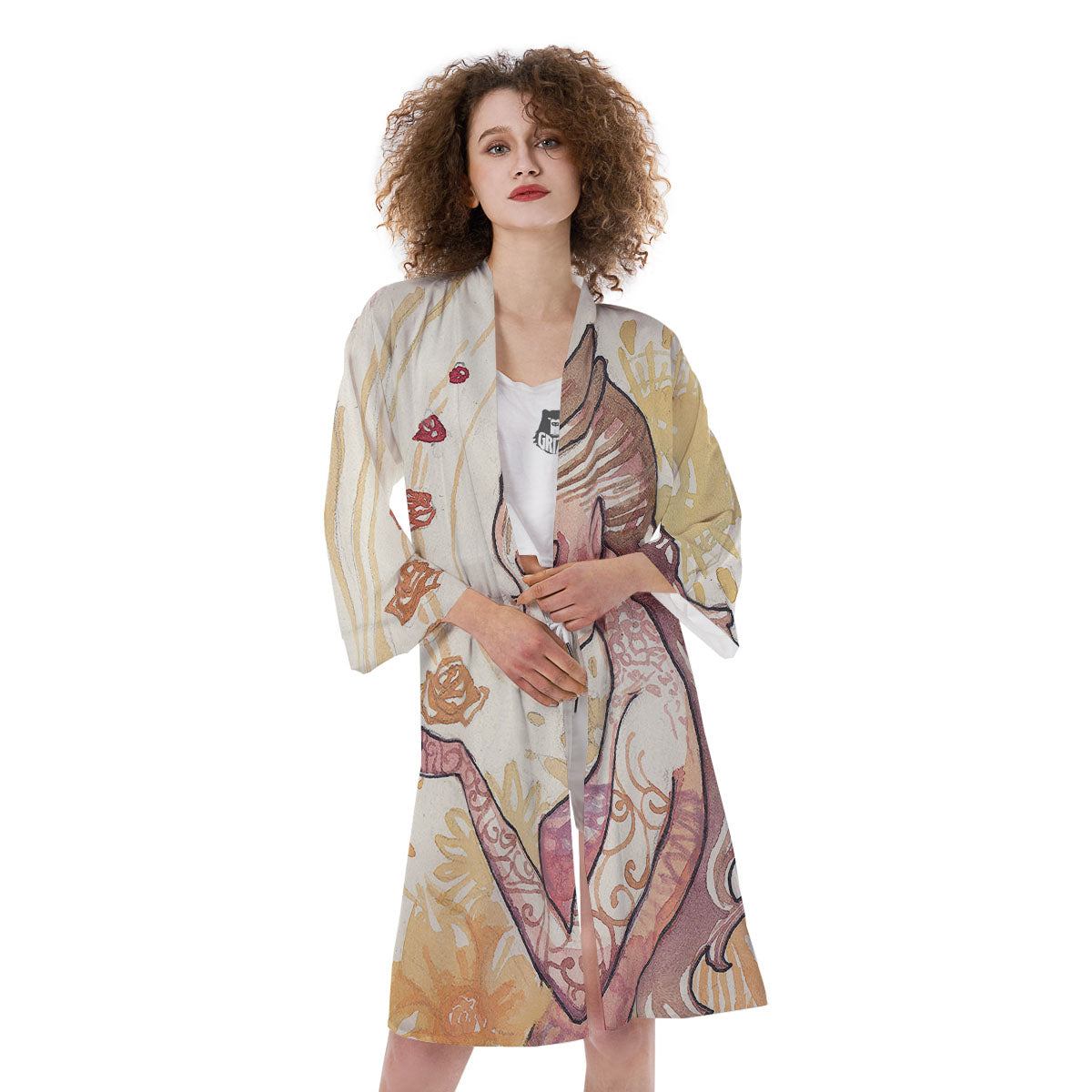 Zodiac Sign Watercolor Virgo Print Kimono-grizzshop