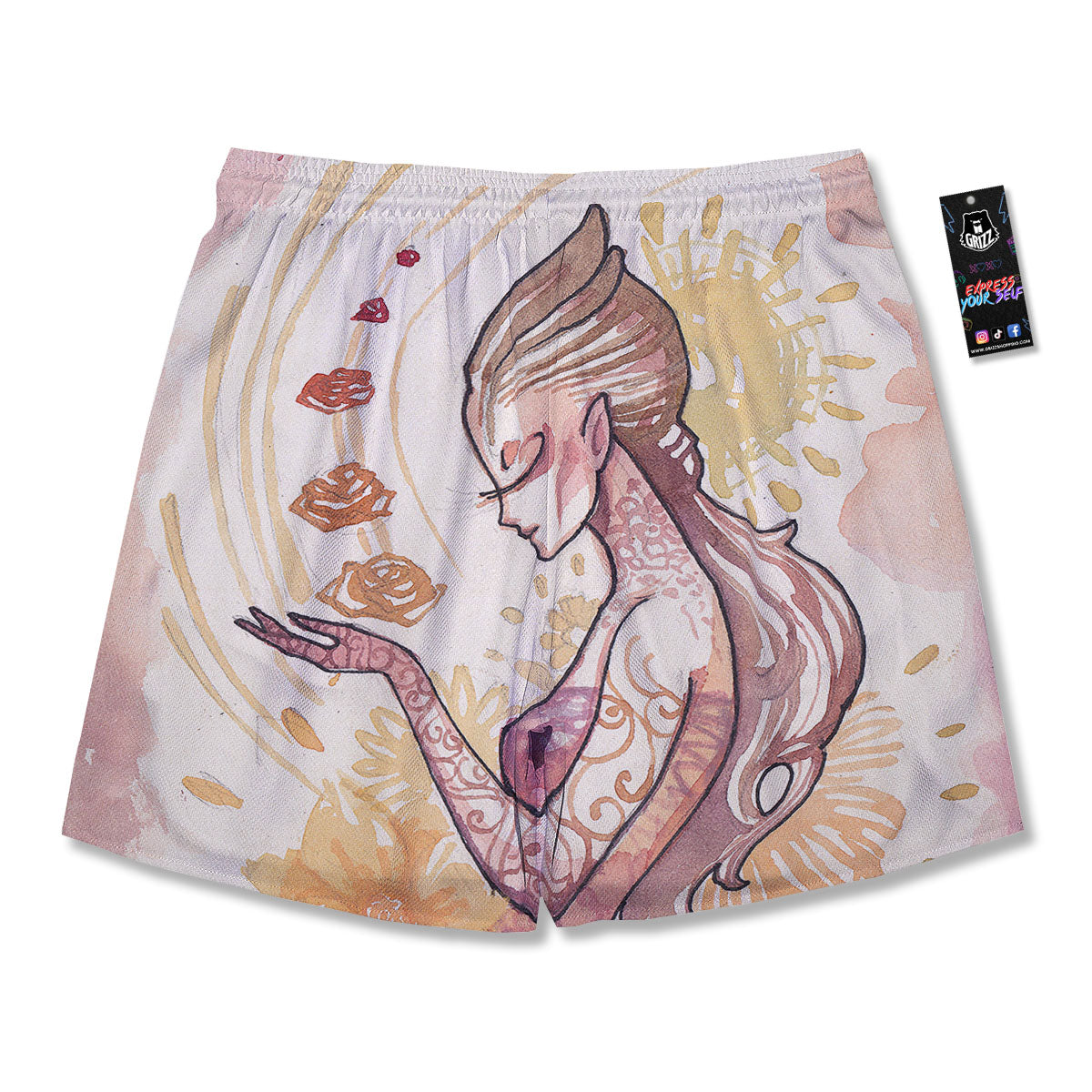 Zodiac Sign Watercolor Virgo Print Men's Running Shorts-grizzshop