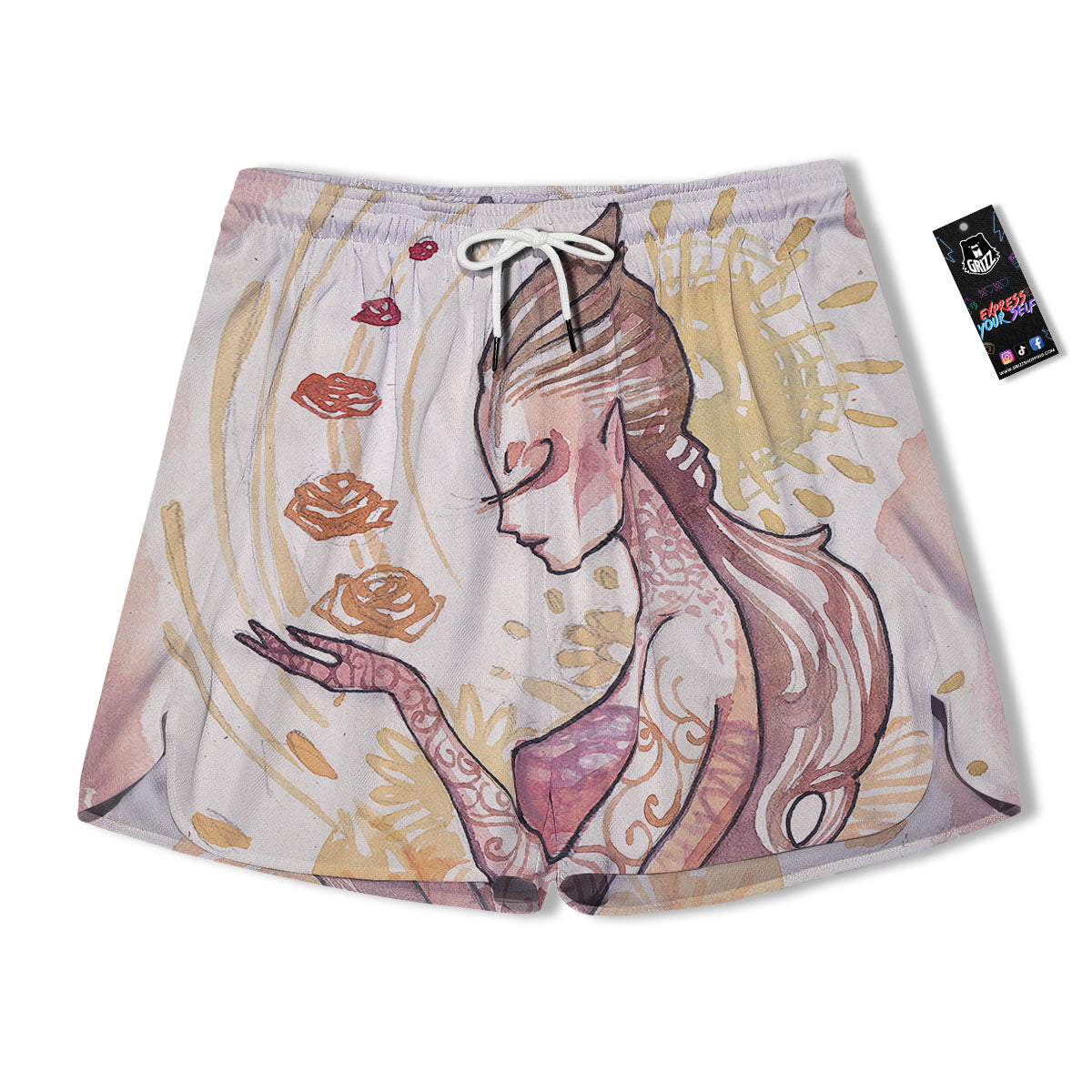 Zodiac Sign Watercolor Virgo Print Men's Running Shorts-grizzshop
