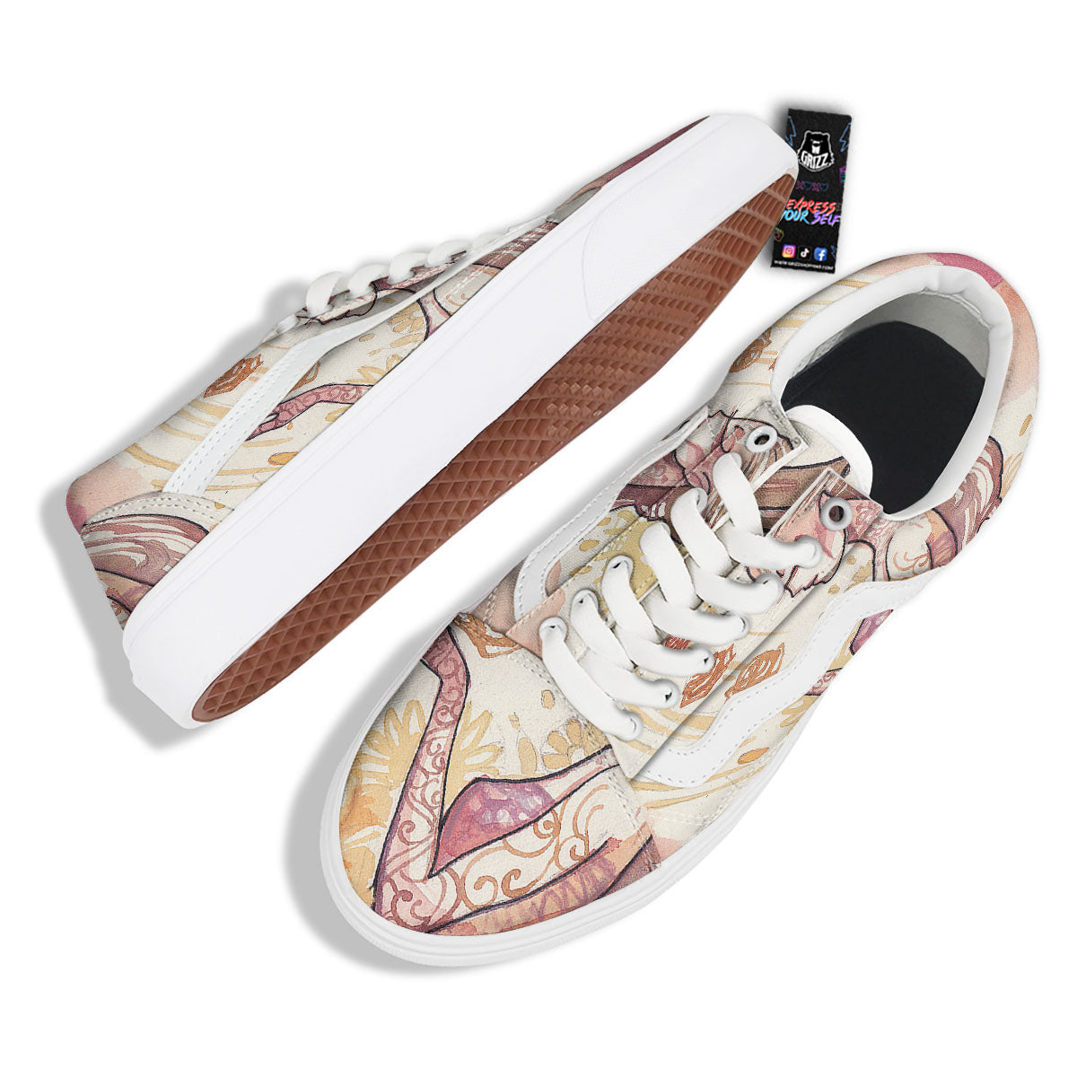 Zodiac Sign Watercolor Virgo Print Skate Shoes-grizzshop