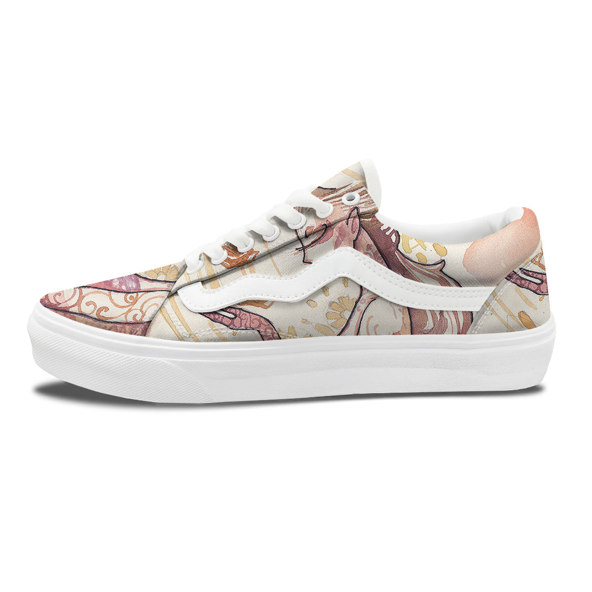 Zodiac Sign Watercolor Virgo Print Skate Shoes-grizzshop