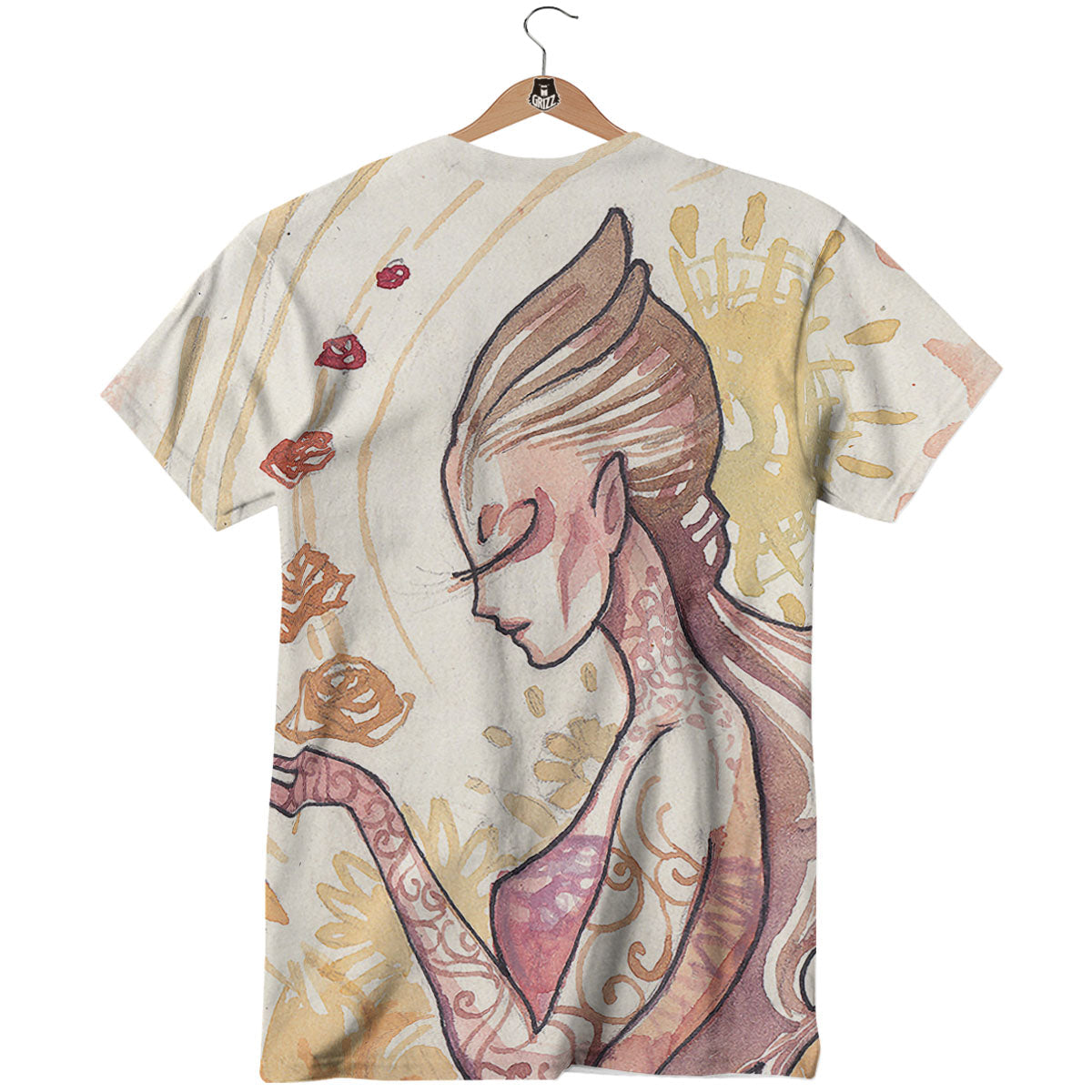 Zodiac Sign Watercolor Virgo Print T-Shirt-grizzshop