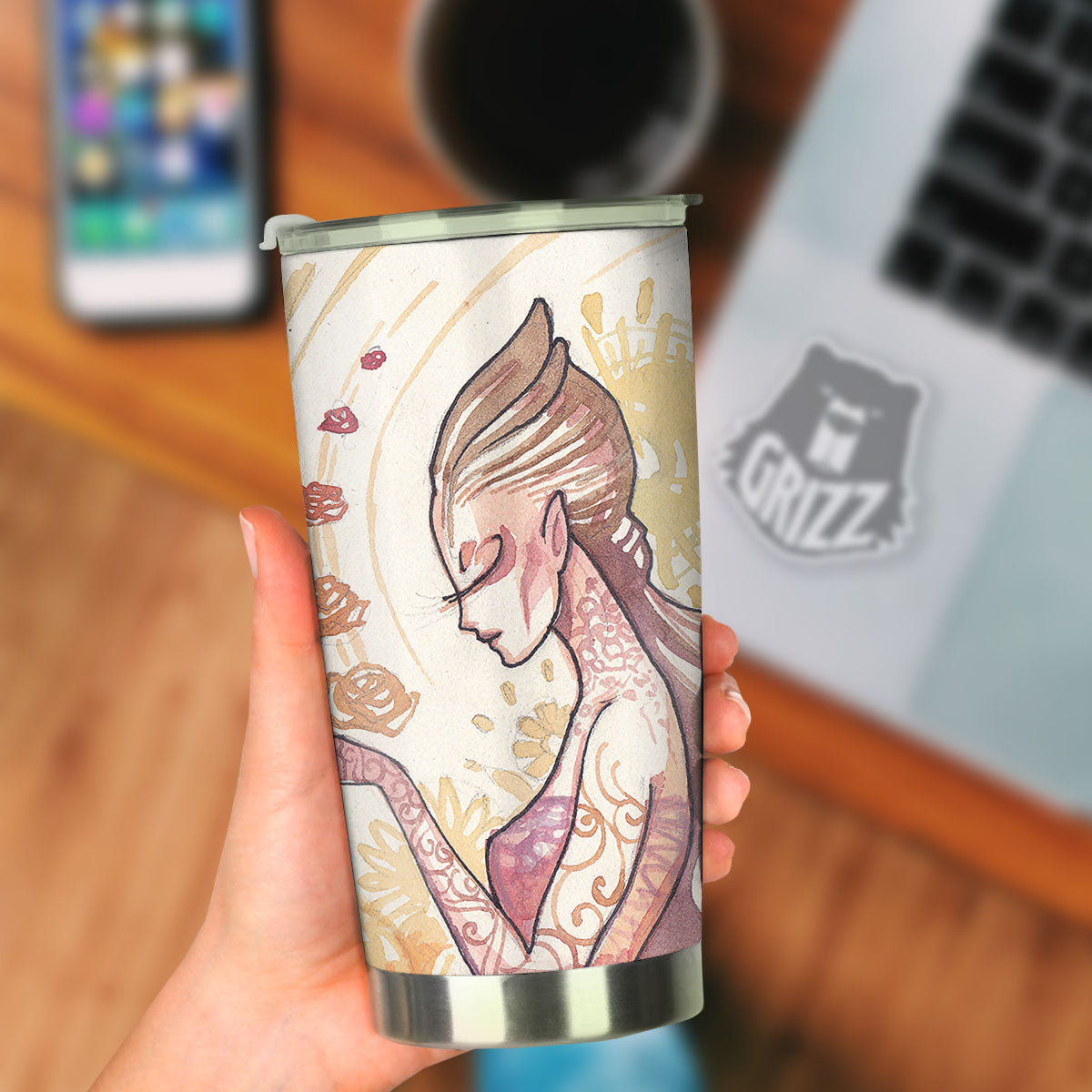 Zodiac Sign Watercolor Virgo Print Tumbler-grizzshop