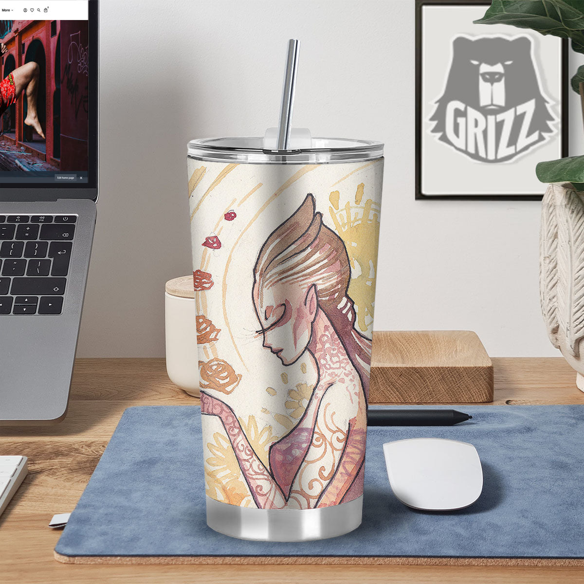 Zodiac Sign Watercolor Virgo Print Tumbler-grizzshop