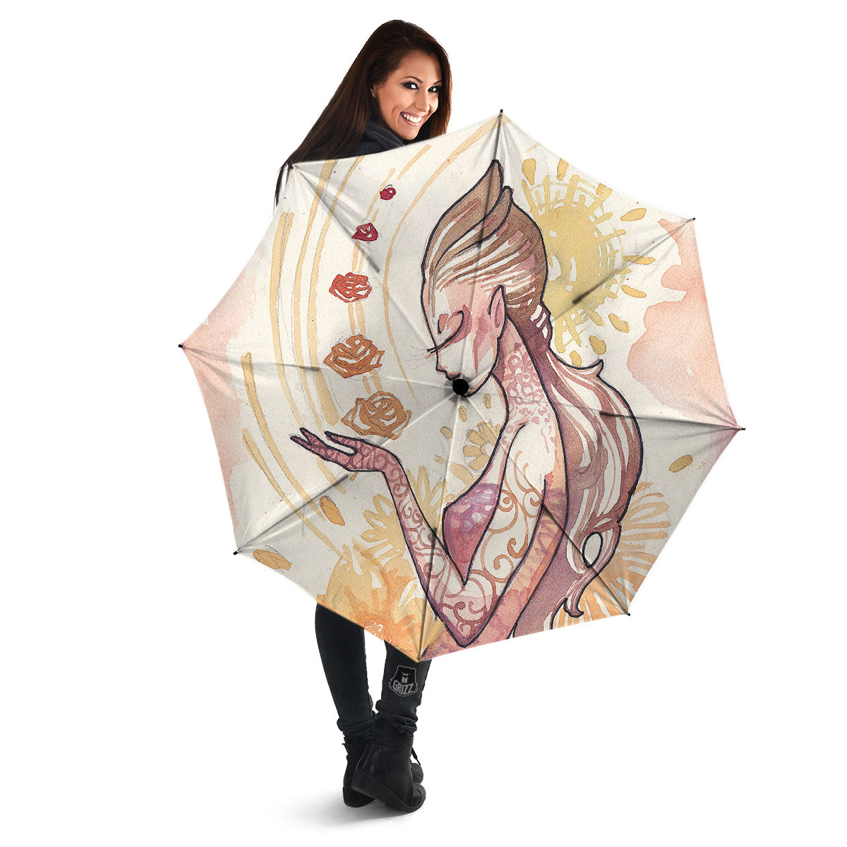 Zodiac Sign Watercolor Virgo Print Umbrella-grizzshop