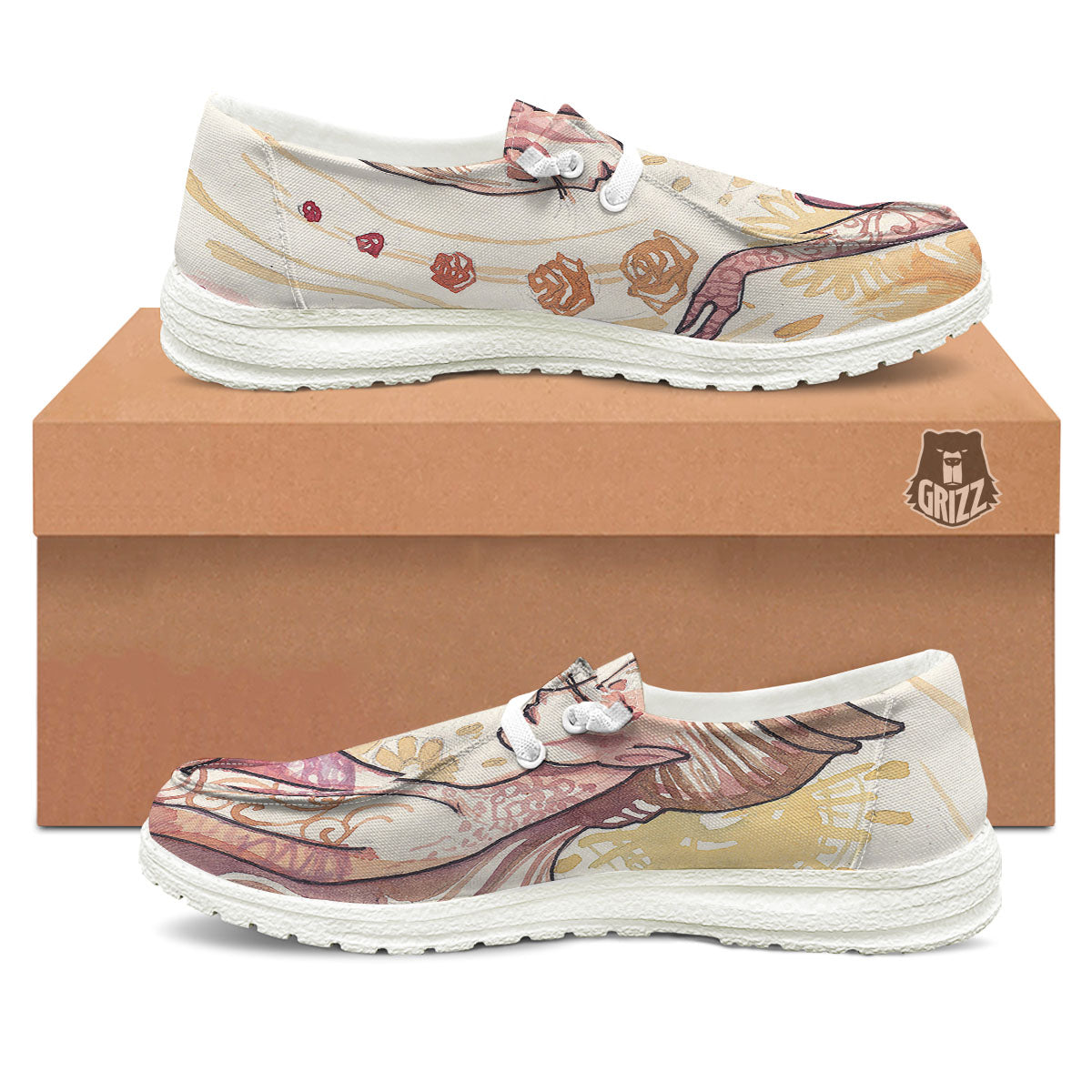 Zodiac Sign Watercolor Virgo Print White Loafers-grizzshop