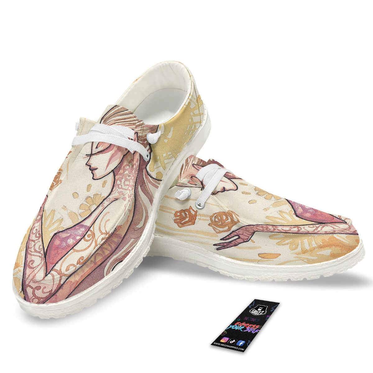 Zodiac Sign Watercolor Virgo Print White Loafers-grizzshop