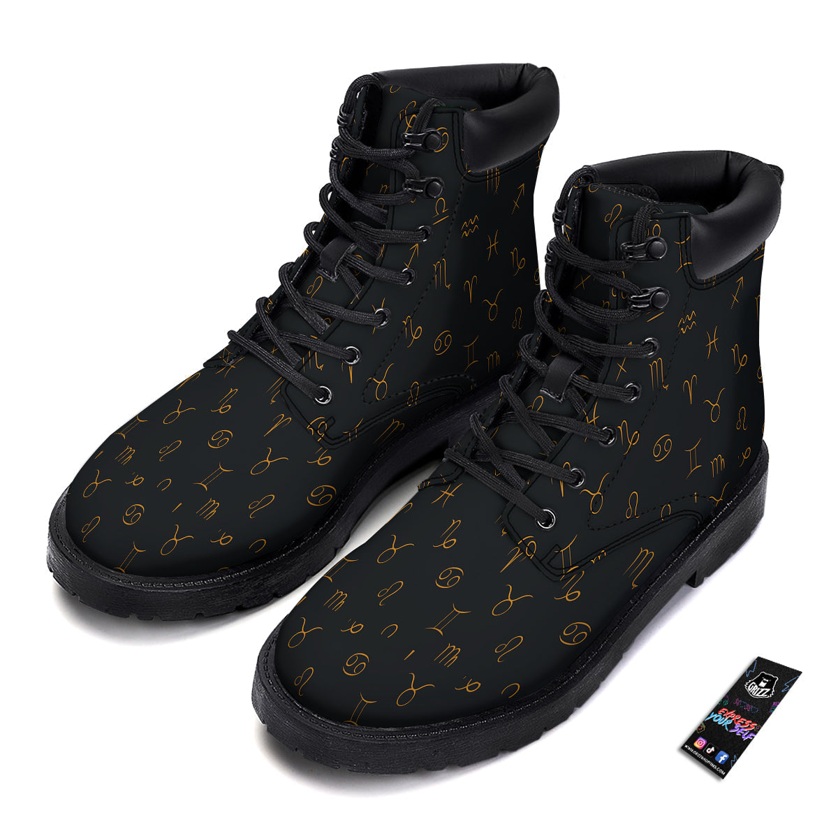 Zodiac Signs Astrological Print Pattern Boots-grizzshop