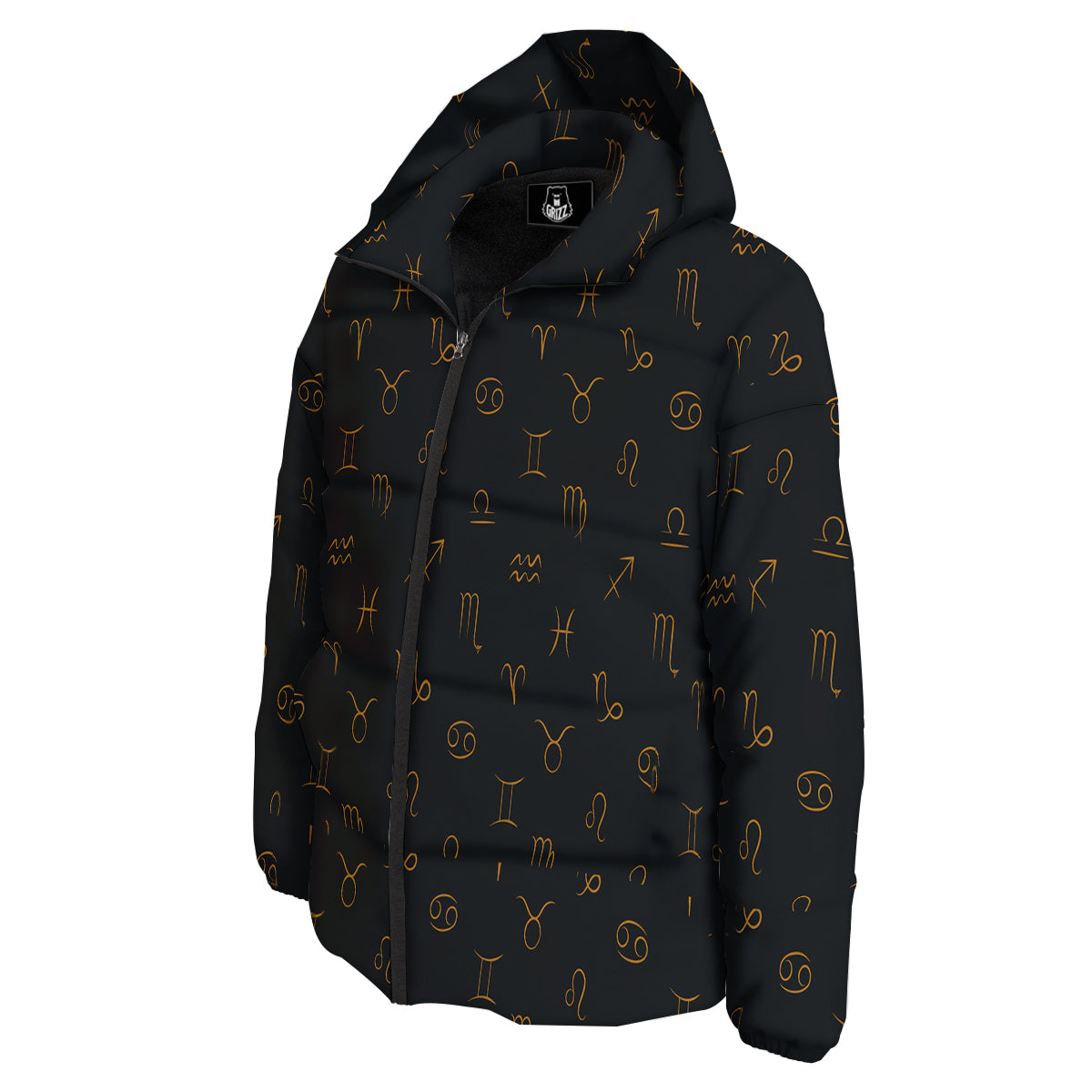 Zodiac Signs Astrological Print Pattern Down Jacket-grizzshop