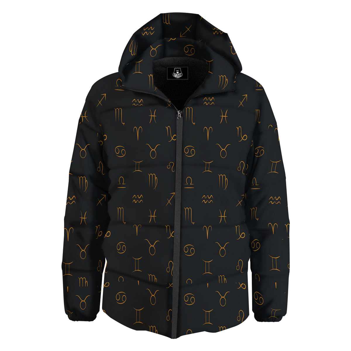 Zodiac Signs Astrological Print Pattern Down Jacket-grizzshop