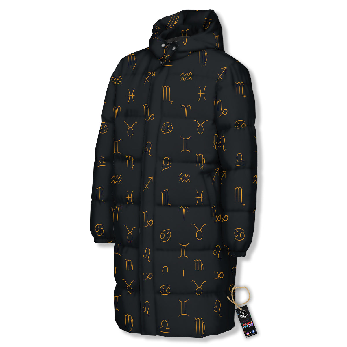 Zodiac Signs Astrological Print Pattern Long Down Jacket-grizzshop