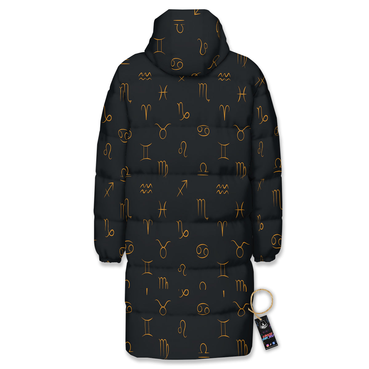 Zodiac Signs Astrological Print Pattern Long Down Jacket-grizzshop