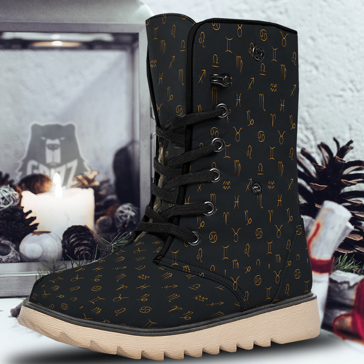 Zodiac Signs Astrological Print Pattern Snow Boots-grizzshop