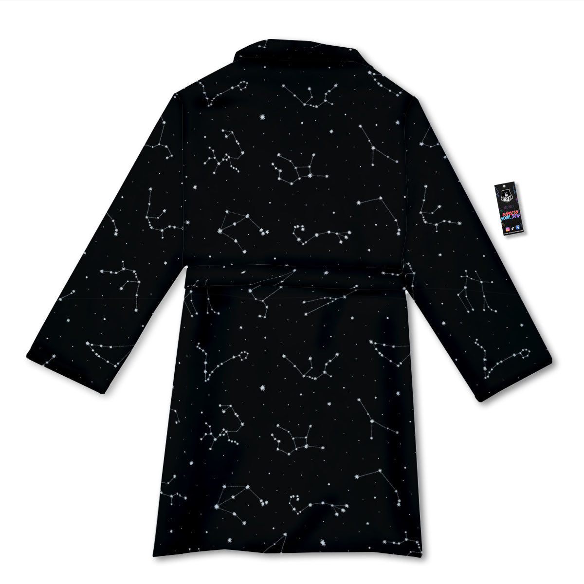 Zodiac Stars White And Black Print Bathrobe-grizzshop