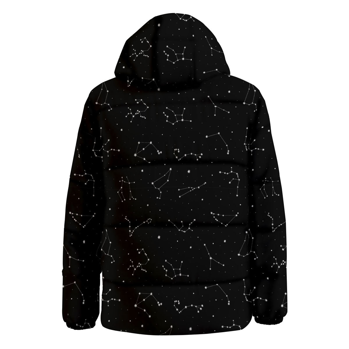 Zodiac Stars White And Black Print Down Jacket-grizzshop