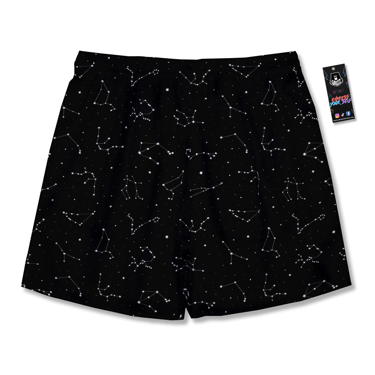 Zodiac Stars White And Black Print Men's Running Shorts-grizzshop