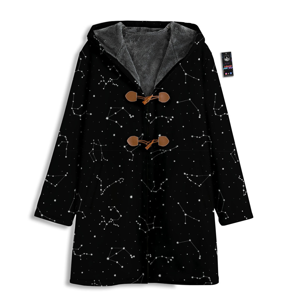 Zodiac Stars White And Black Print Men's Windbreaker Jacket-grizzshop