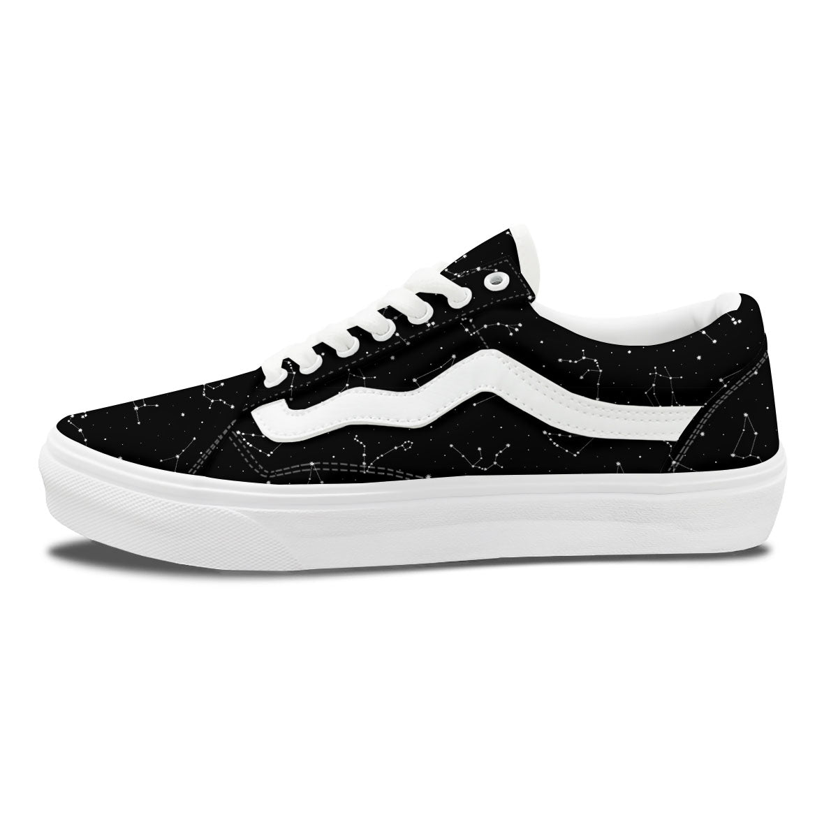 Zodiac Stars White And Black Print Skate Shoes-grizzshop