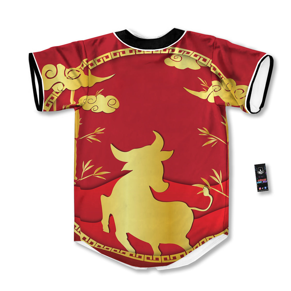 Zodiac Symbol Chinese Ox Print Baseball Jersey-grizzshop
