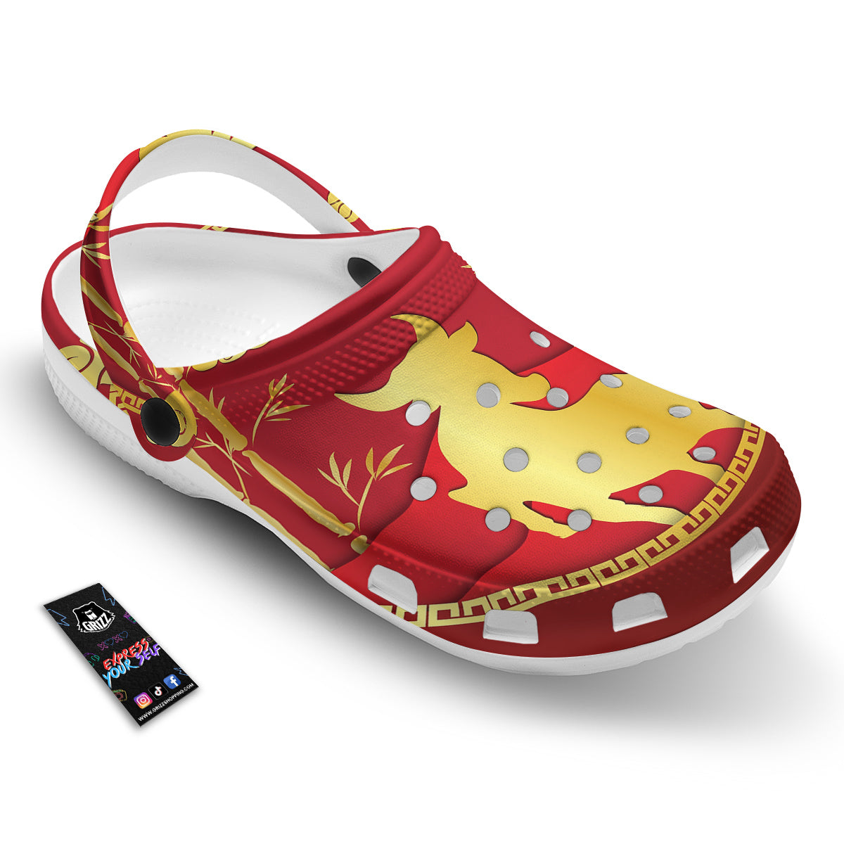 Zodiac Symbol Chinese Ox Print Clog-grizzshop