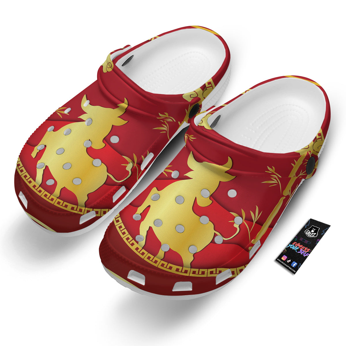 Zodiac Symbol Chinese Ox Print Clog-grizzshop