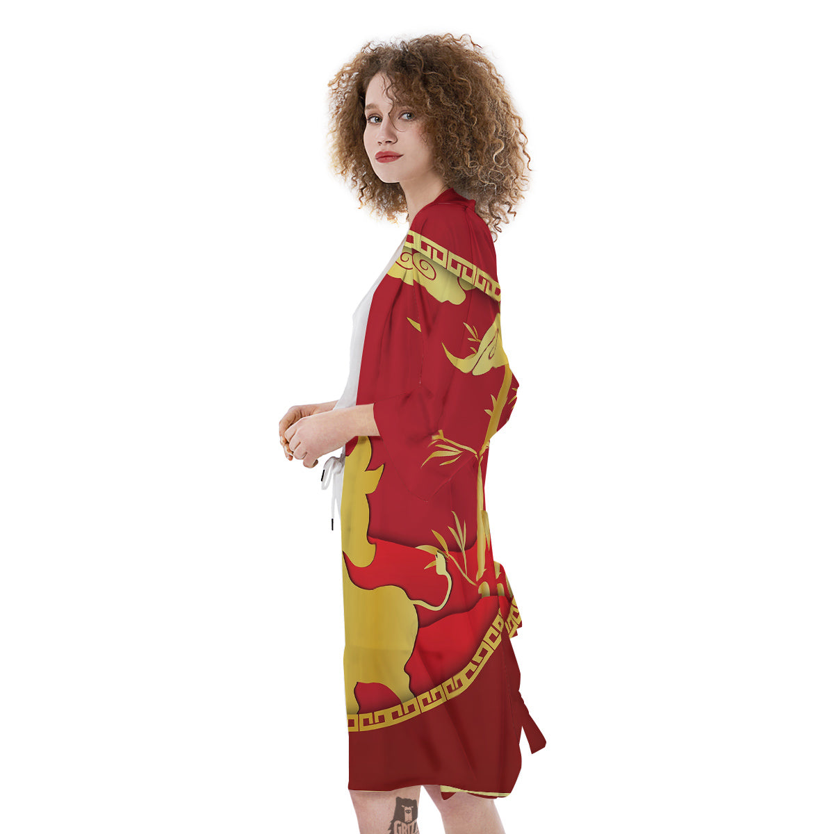 Zodiac Symbol Chinese Ox Print Kimono-grizzshop