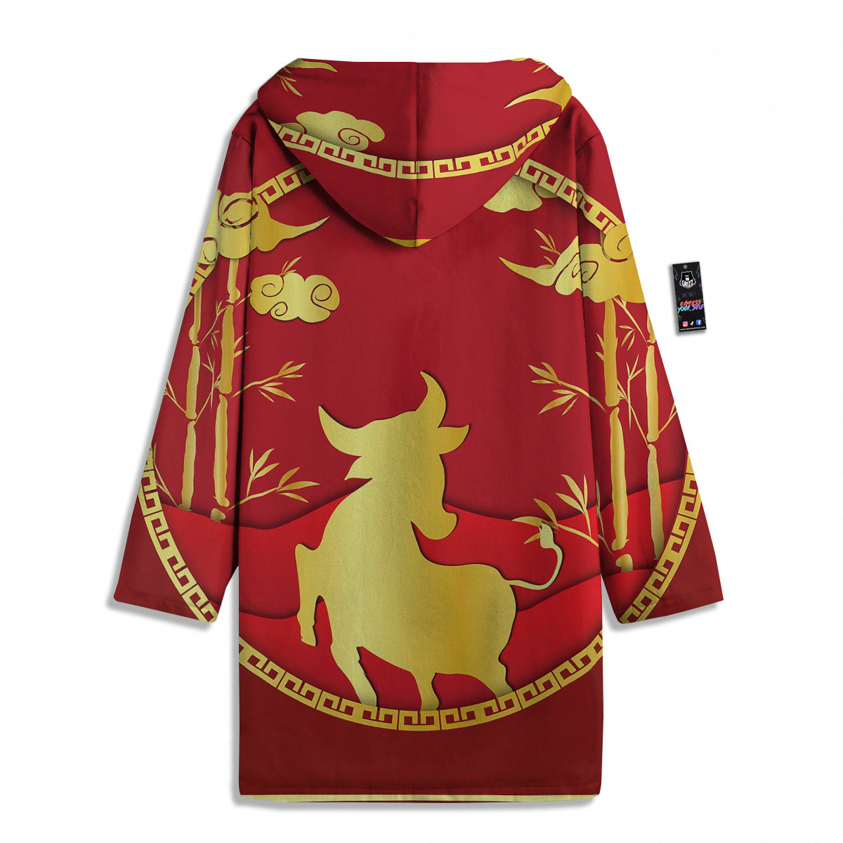 Zodiac Symbol Chinese Ox Print Men's Windbreaker Jacket