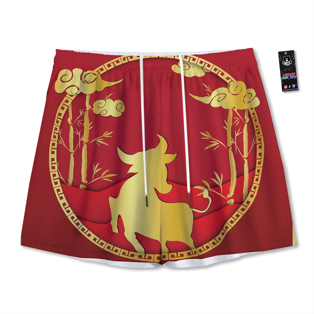 Zodiac Sign Dark Taurus Print Mesh Shorts