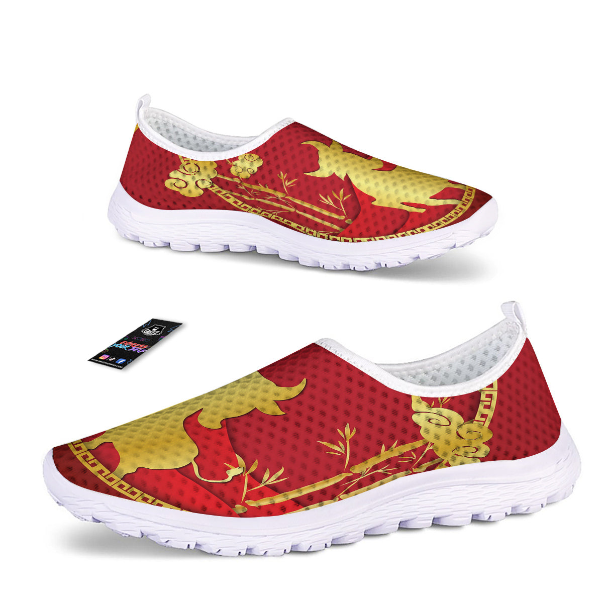 Zodiac Symbol Chinese Ox Print Nurse Shoes-grizzshop