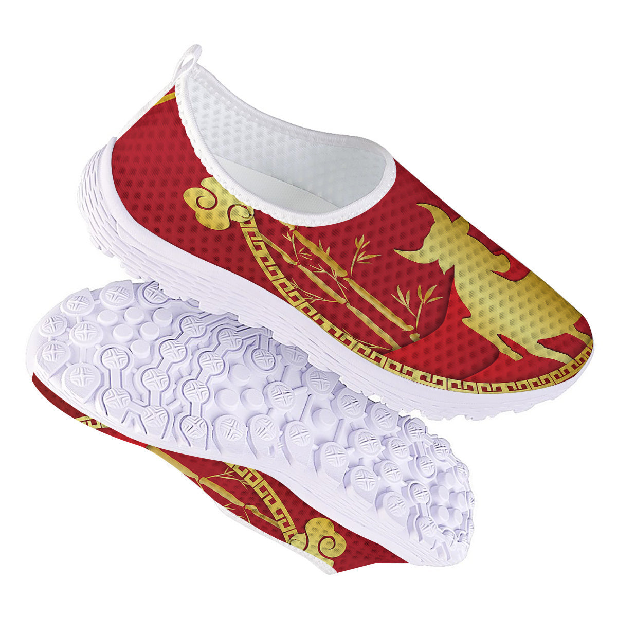 Zodiac Symbol Chinese Ox Print Nurse Shoes-grizzshop